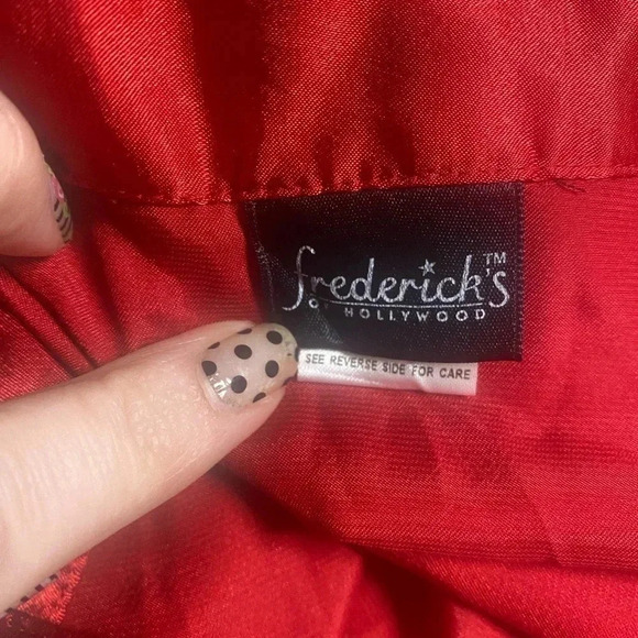 Fredericks of Hollywood Satin Pajama Set Large Long Sleeve & Pants Red - Picture 2 of 7